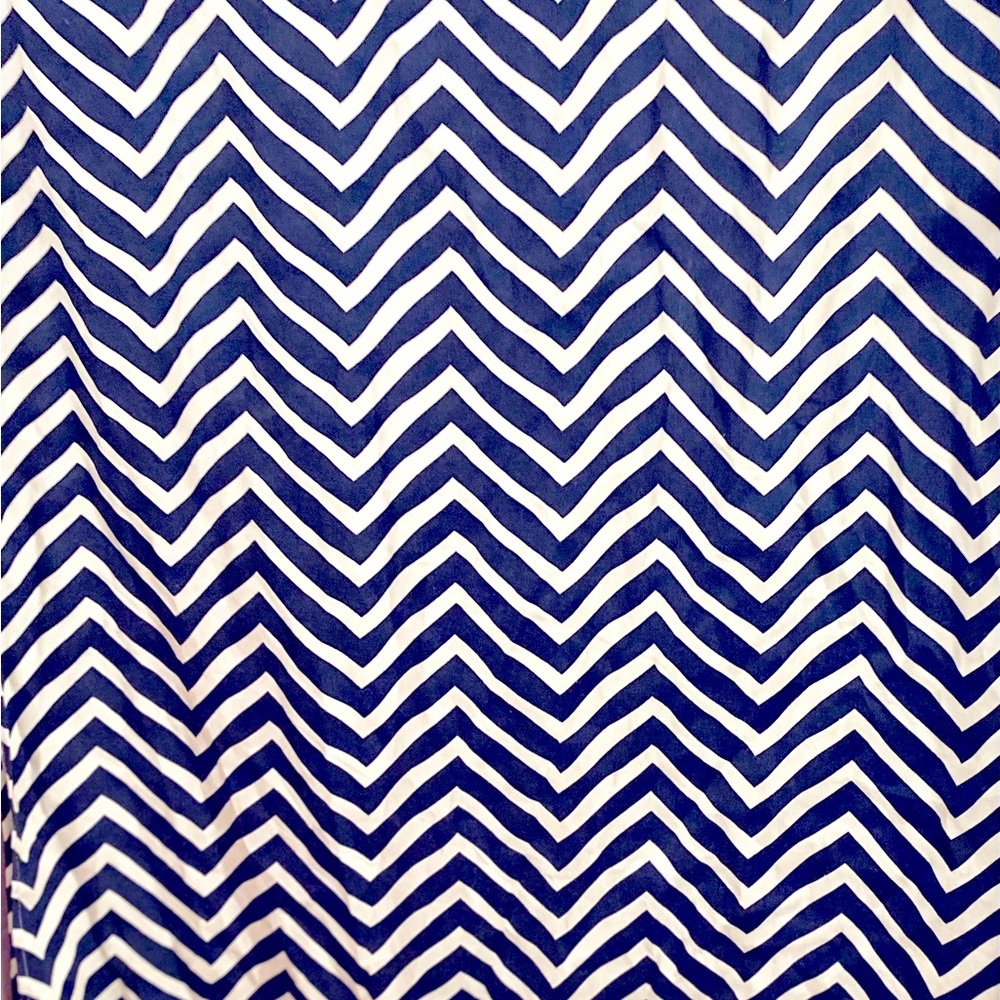 Navy Blue and Cream Shower Curtain in ZigZag